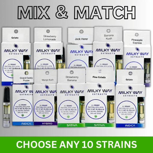 MIX AND MATCH – Choose 10 Milky Way Extracts – Distillate Vape Cartridges