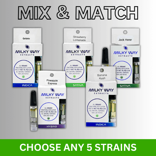 MIX AND MATCH – Choose 5 Milky Way Extracts – Distillate Vape Cartridges